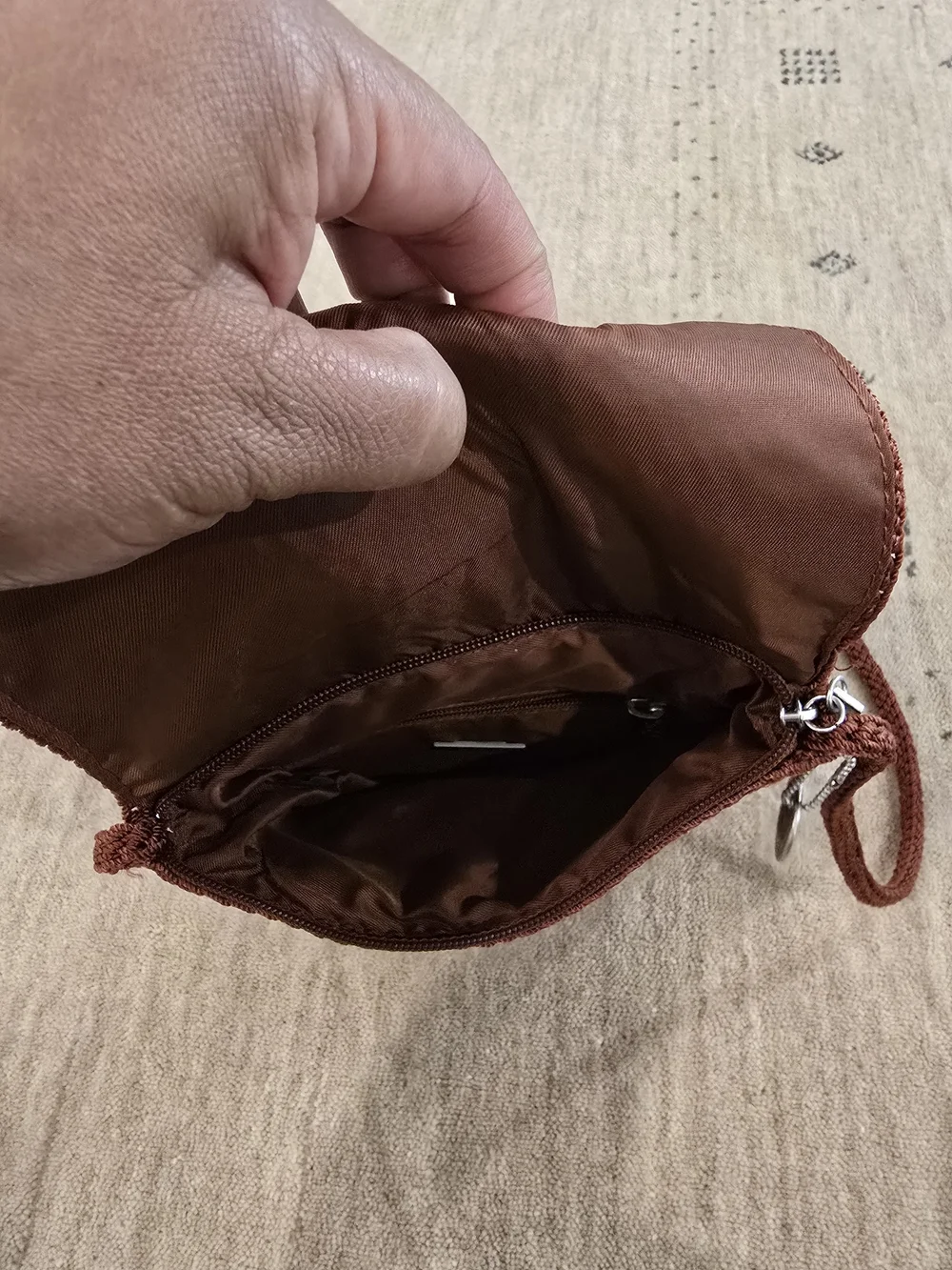 Handmade Crochet Crossbody Bag - Brown